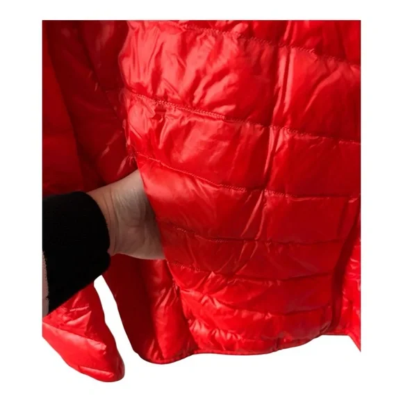 Uniqlo Ultra Light Down Puffer Jacket Coat Orange Red Size Large - Picture 4 of 9